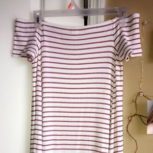 Loose Red and White off shoulder dress